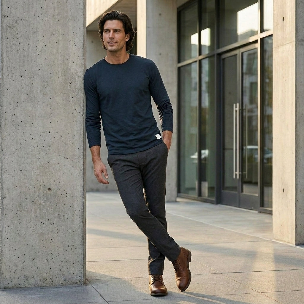 Tailored Long Sleeve Crew Neck Essential Tee