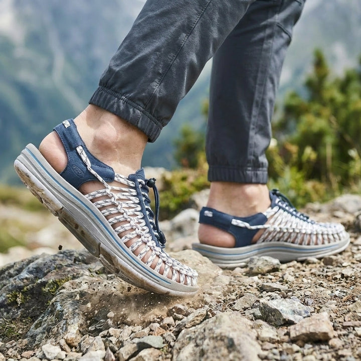 Woven Cord Sandal with Adjustable Toggle Lacing and Contoured Sole