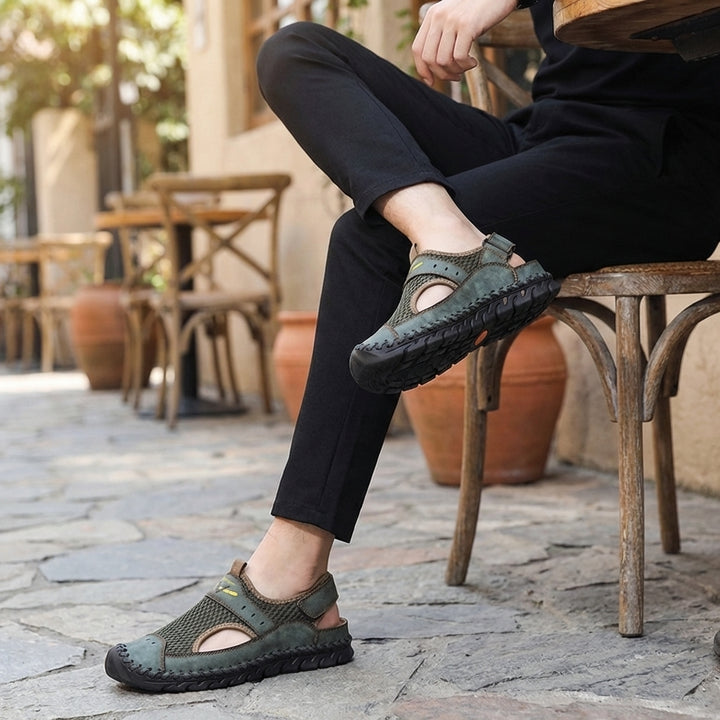 Handwoven Mesh Fisherman Sandals with Adjustable Strap and Rugged Sole