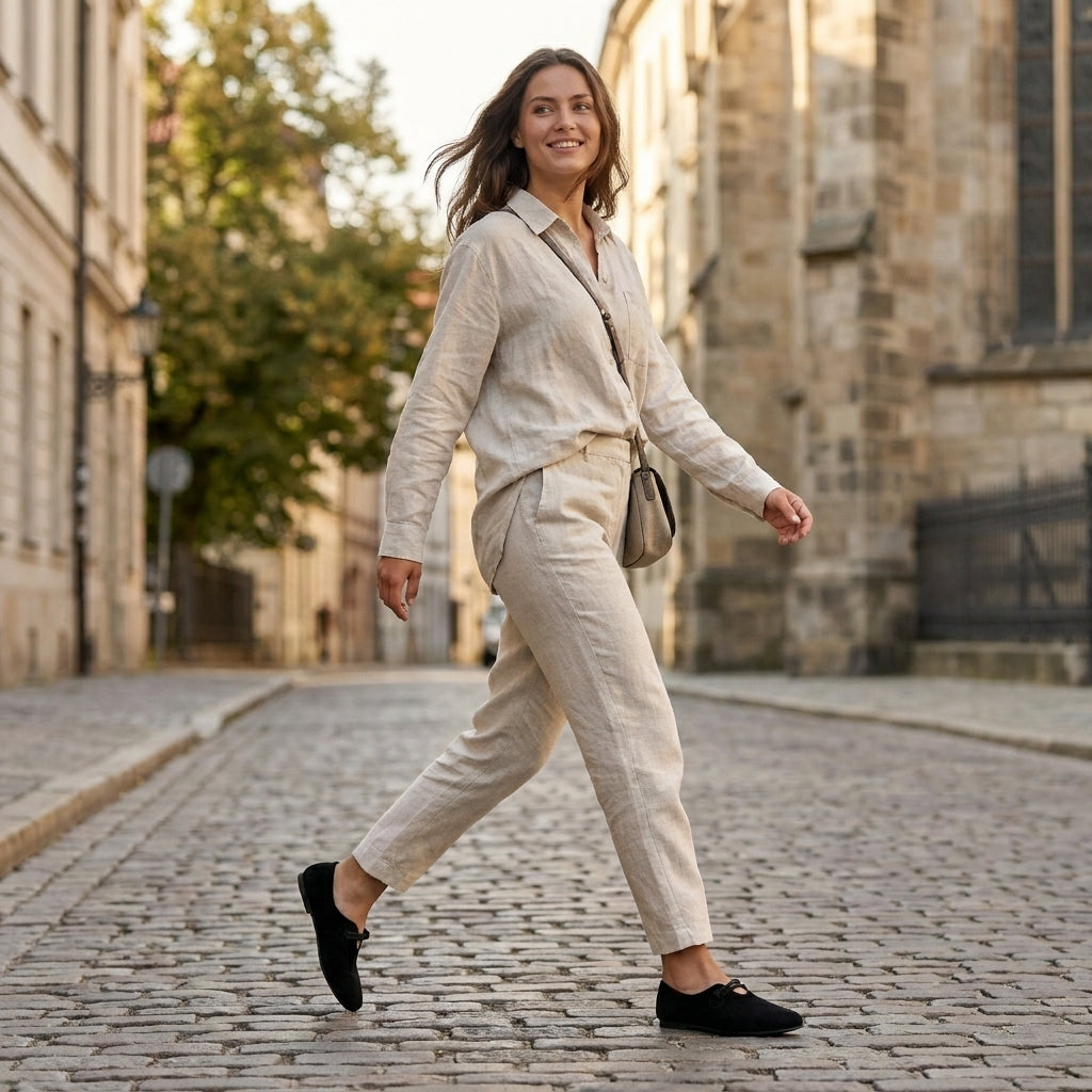 Minimalist Slip-On Flats with Rounded Toe and Braided Strap Detail