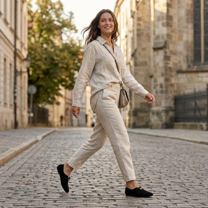 Minimalist Slip-On Flats with Rounded Toe and Braided Strap Detail
