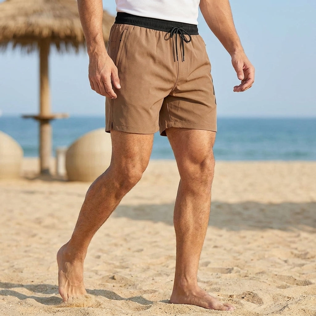 Tailored Drawstring Swim Shorts with Relaxed Athletic Fit
