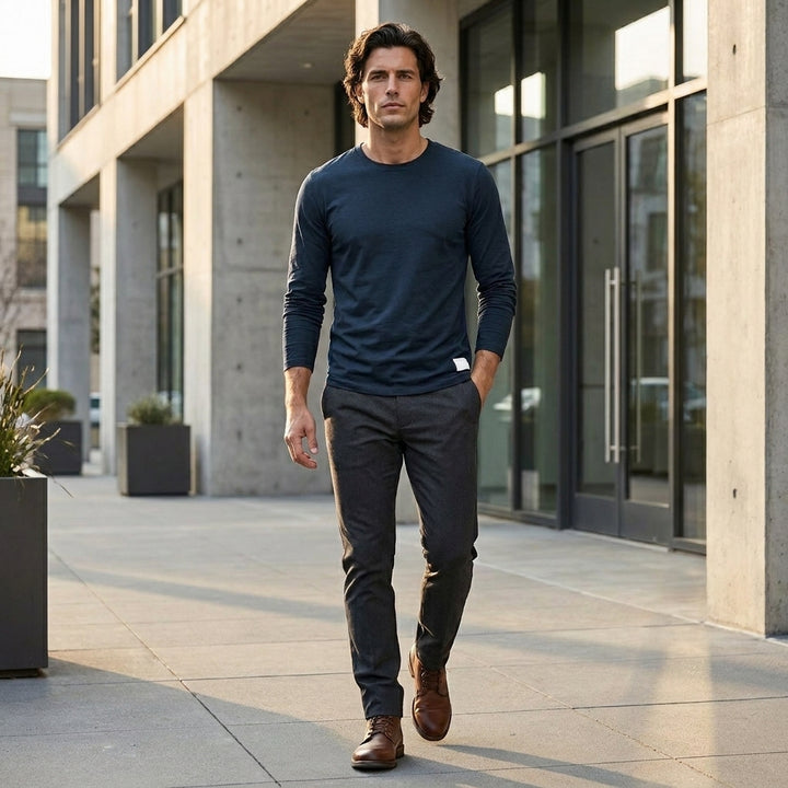 Tailored Long Sleeve Crew Neck Essential Tee