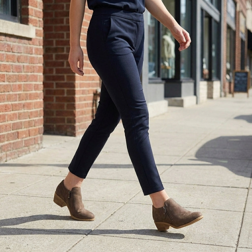 Side Zip Ankle Boots with Streamlined Silhouette and Block Heel
