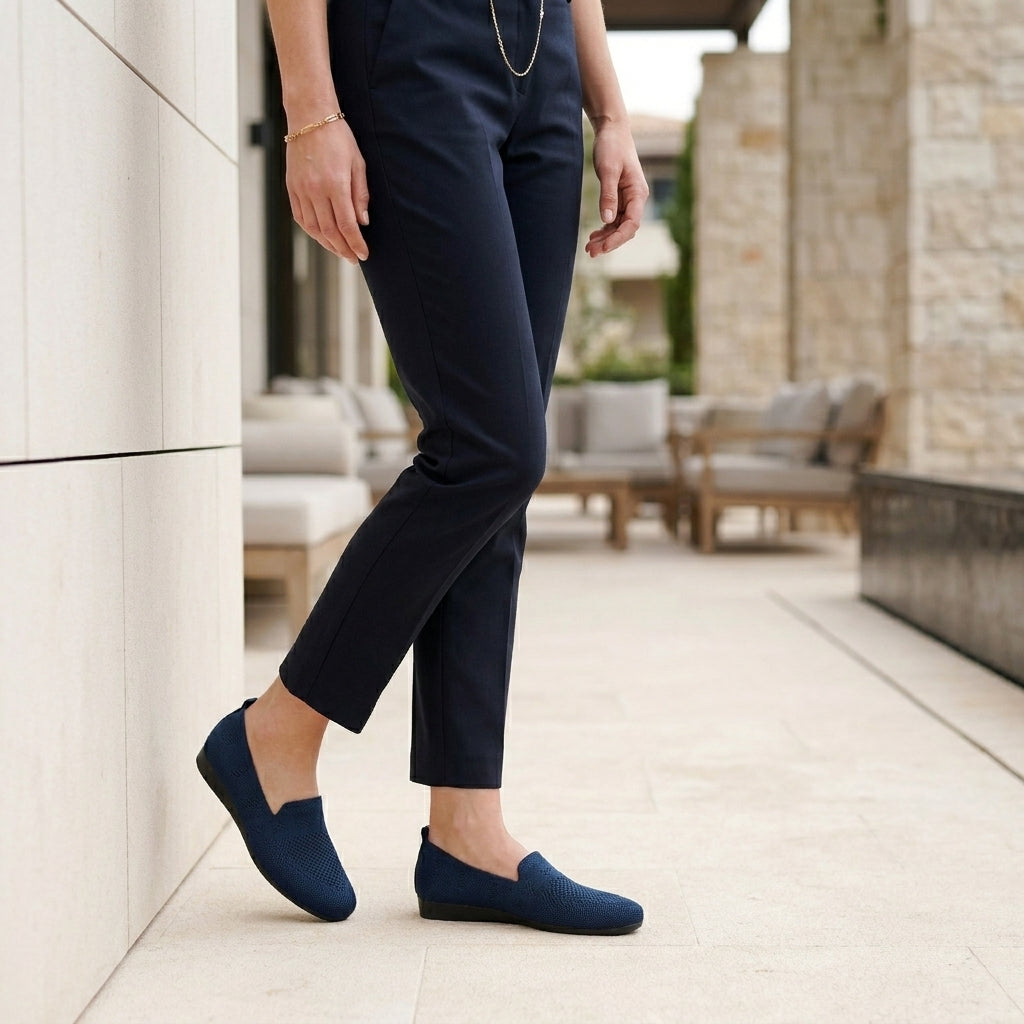 Breathable Slip On Flats with Textured Knit Design and Flexible Sole