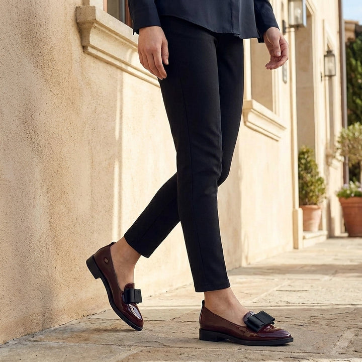 Patent Finish Loafers with Statement Bow Detail