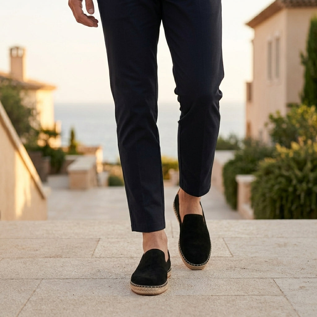 Suede Slip-On Espadrilles with Jute-Wrapped Sole
