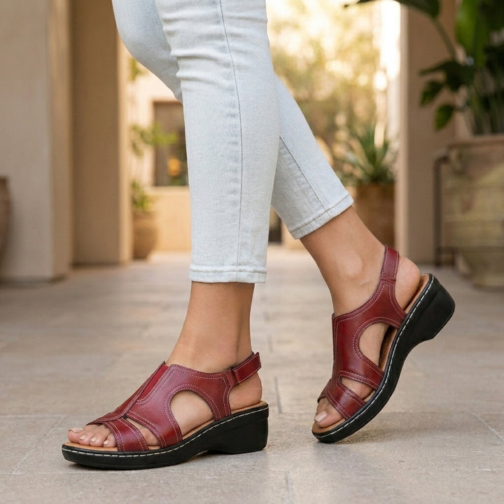 Orthopedic Sandals with Low Wedge and Slingback Strap