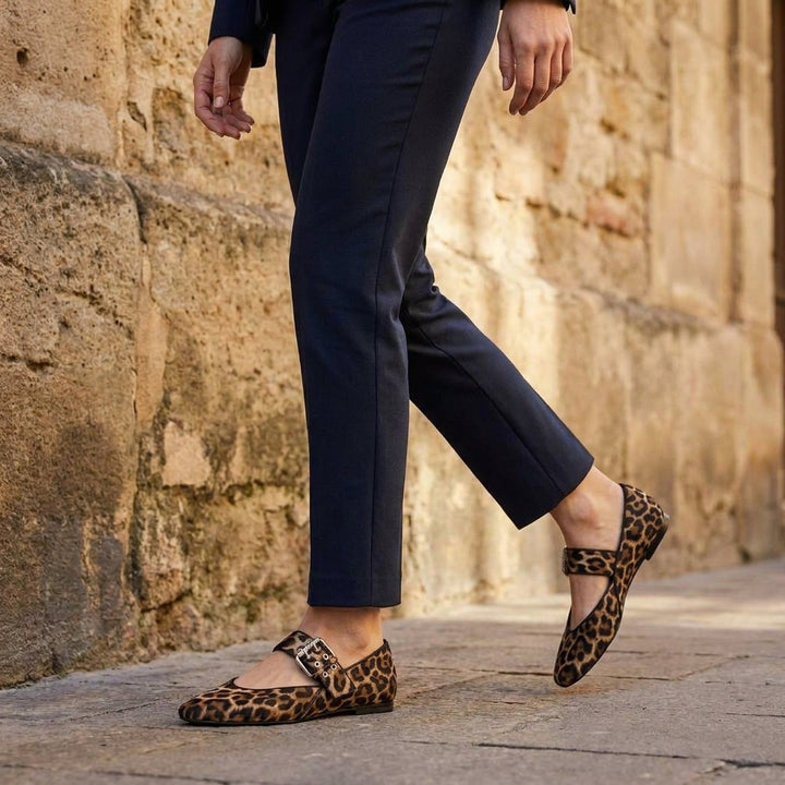 Pointed Toe Mary Jane Flats with Statement Buckle Strap