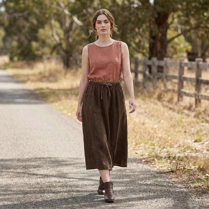 Flowing Drawstring Maxi Skirt with Soft A Line Silhouette