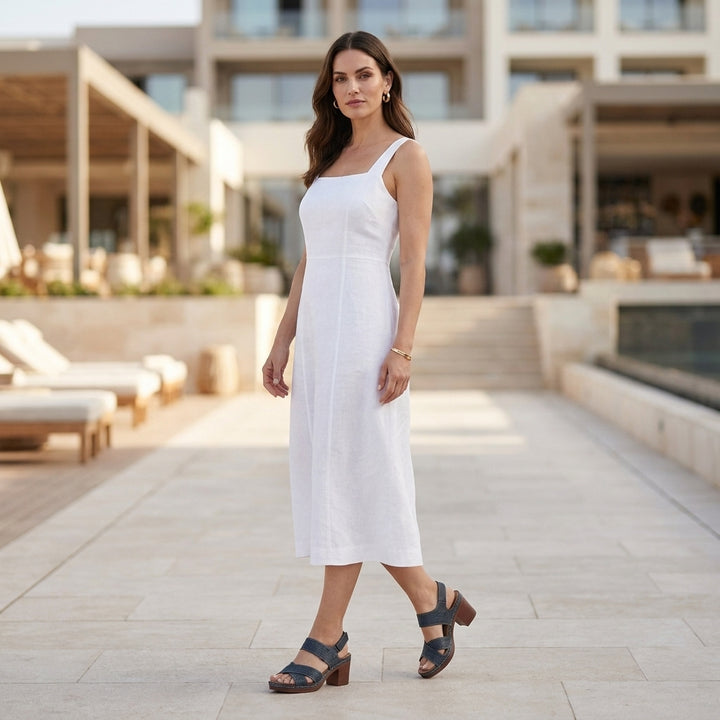 Breathable Block Heel Sandals with Cross Strap Open Toe Design