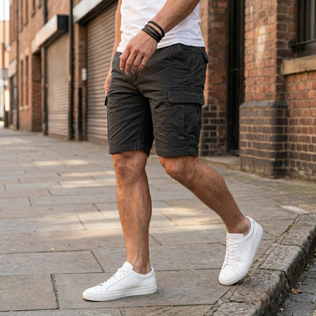 Tailored Cargo Shorts with Utility Pockets and Relaxed Fit