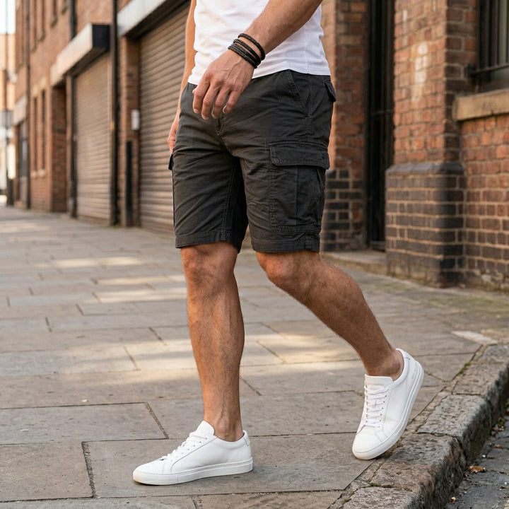 Tailored Cargo Shorts with Utility Pockets and Relaxed Fit