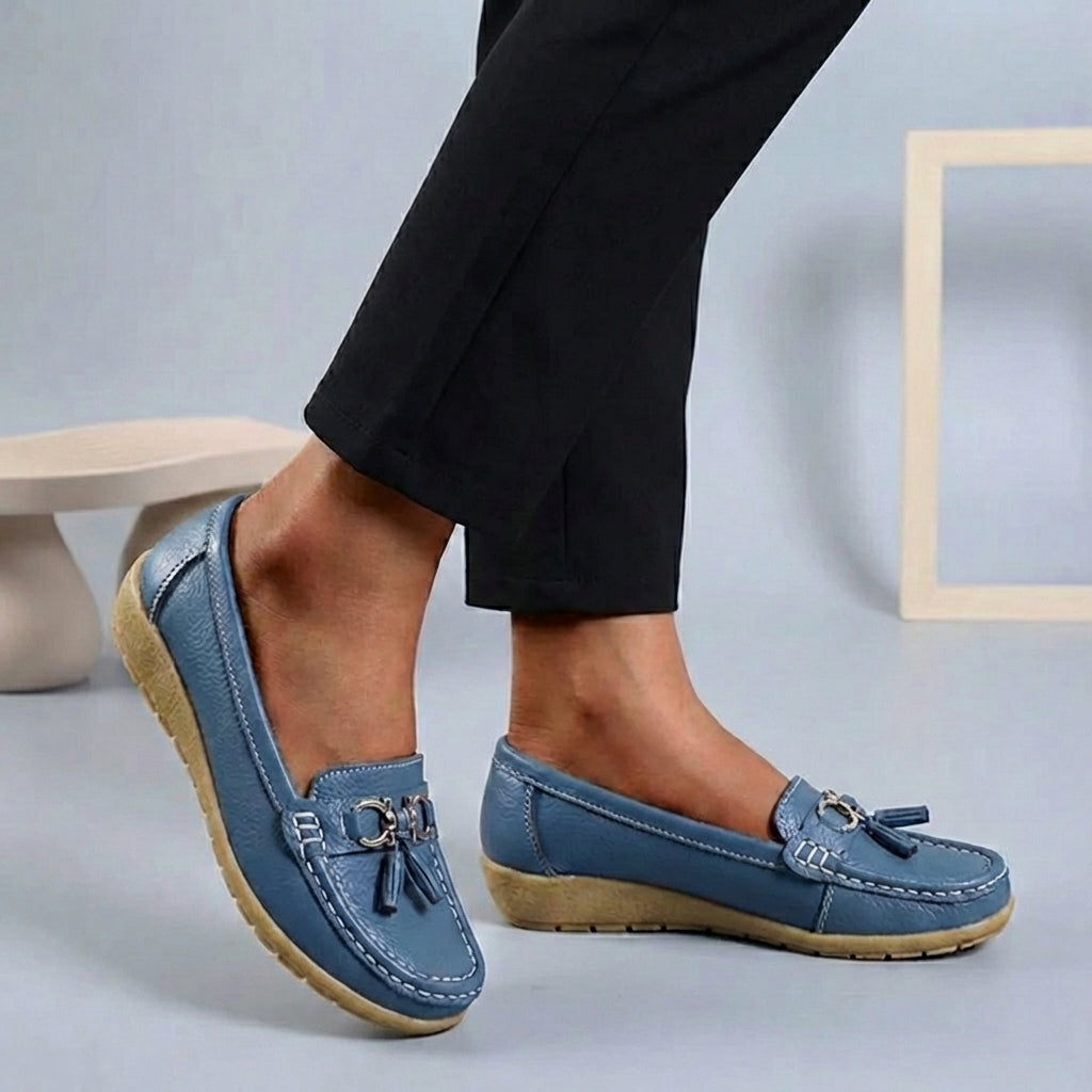 Comfort Loafers with Tassel Detail and Contrast Stitching