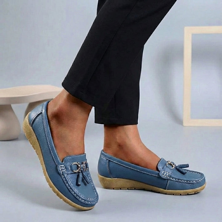 Comfort Loafers with Tassel Detail and Contrast Stitching