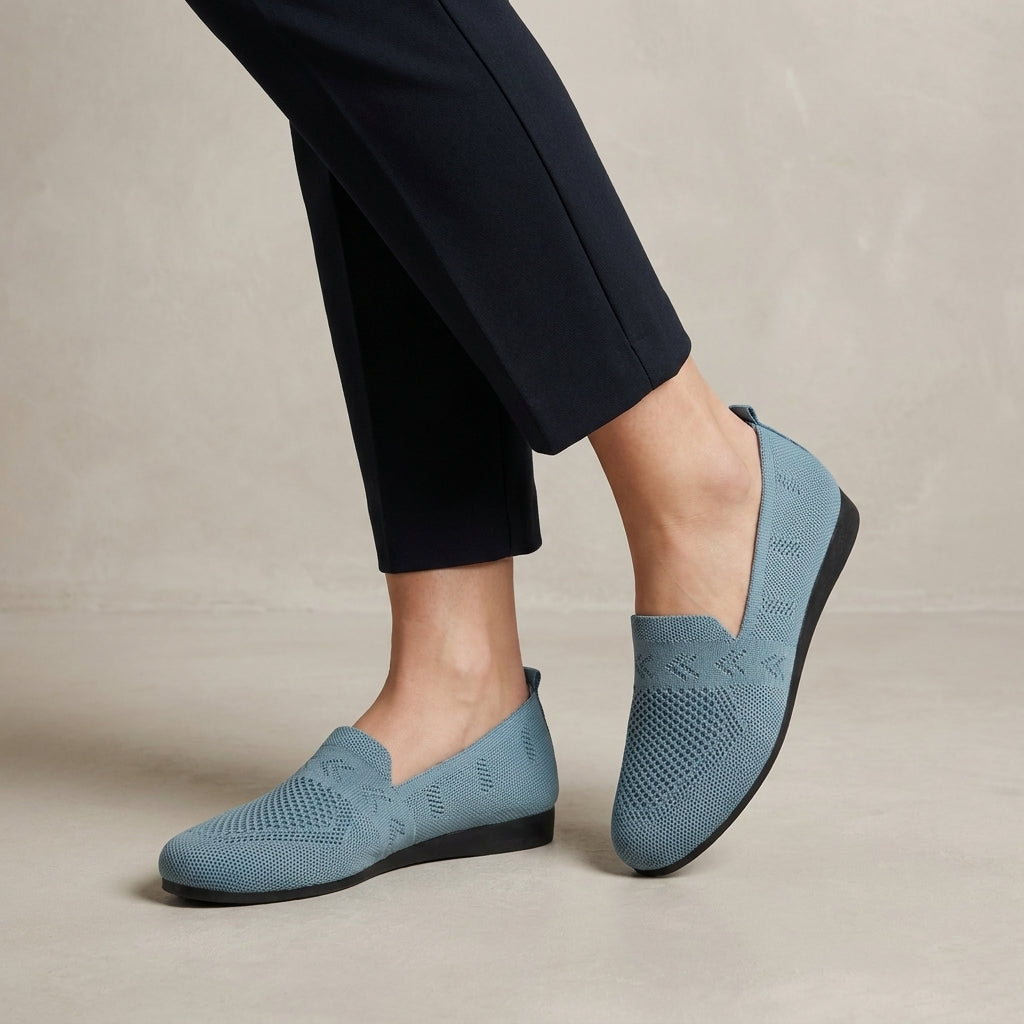 Breathable Slip On Flats with Textured Knit Design and Flexible Sole