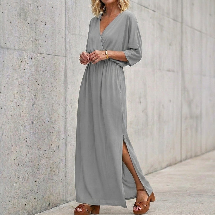 Knit Maxi Dress with Surplice Neck and Relaxed Silhouette
