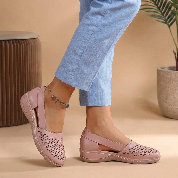 Sculpted Loafers with Perforated Detail and Wedge Heel