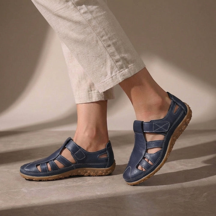 Cutout Orthopedic Flats with Hook and Loop Strap Closure