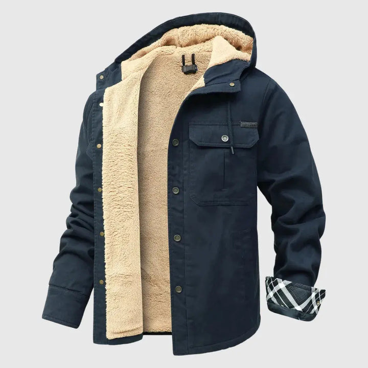 Oscar Hooded Shirt Jacket | Sherpa Lined Button Front Shirt Jacket