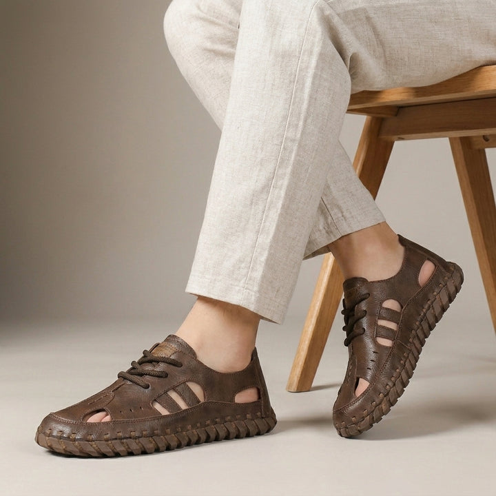 Vintage Cutout Lace Up Walking Shoes with Handcrafted Detail