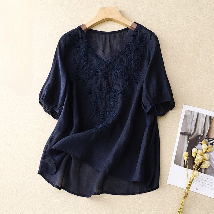 Relaxed Embroidered Tunic Blouse