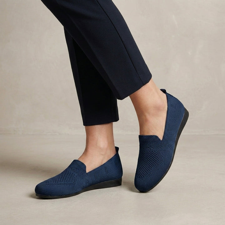 Breathable Slip On Flats with Textured Knit Design and Flexible Sole