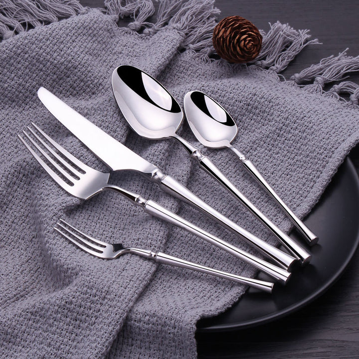 Contemporary Stainless Steel Flatware Set with Polished Finish