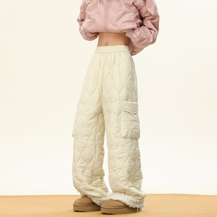 Oscar Quilted Wide-Leg Quilted Pants | Non-Fur Lined Solid Pants