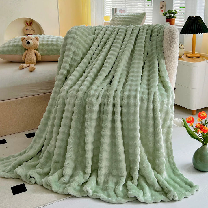 Plush Textured Throw Blanket With Quilted Design