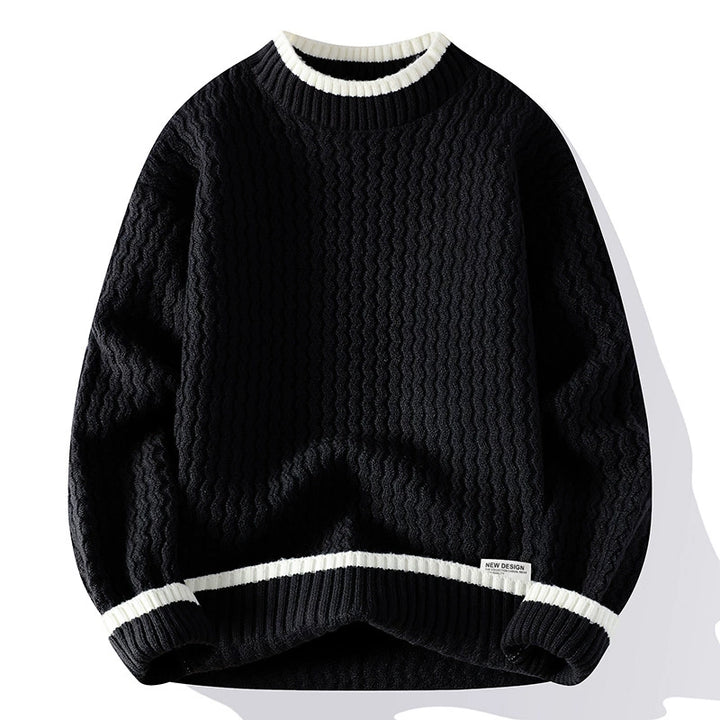 Oliver Relaxed Fit Pullover Sweater | Textured Striped Trim Sweater