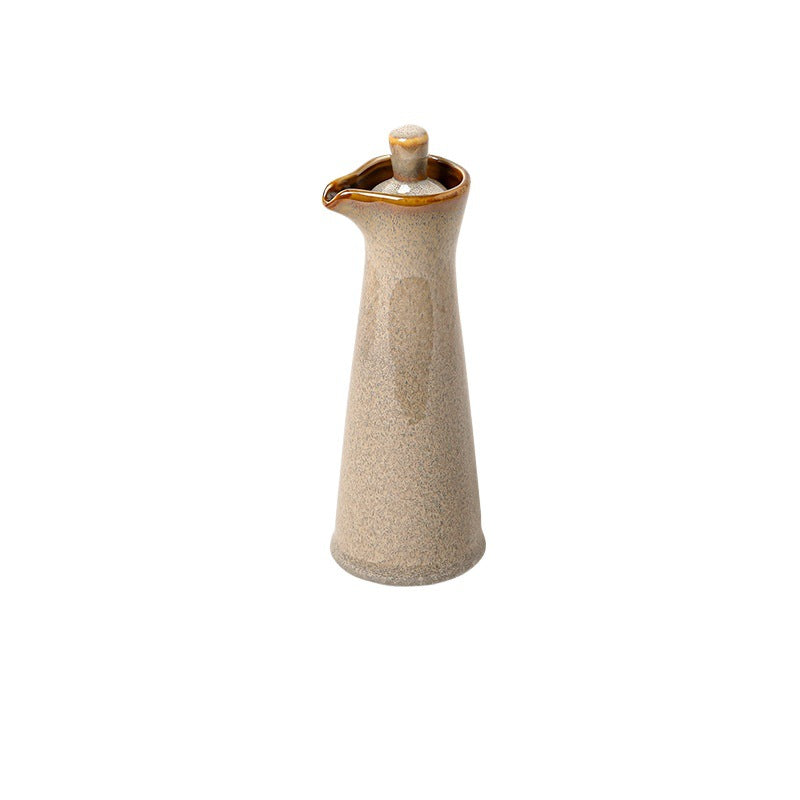 Modern Glossy Ceramic Oil Dispenser With Easy-Grip Lid