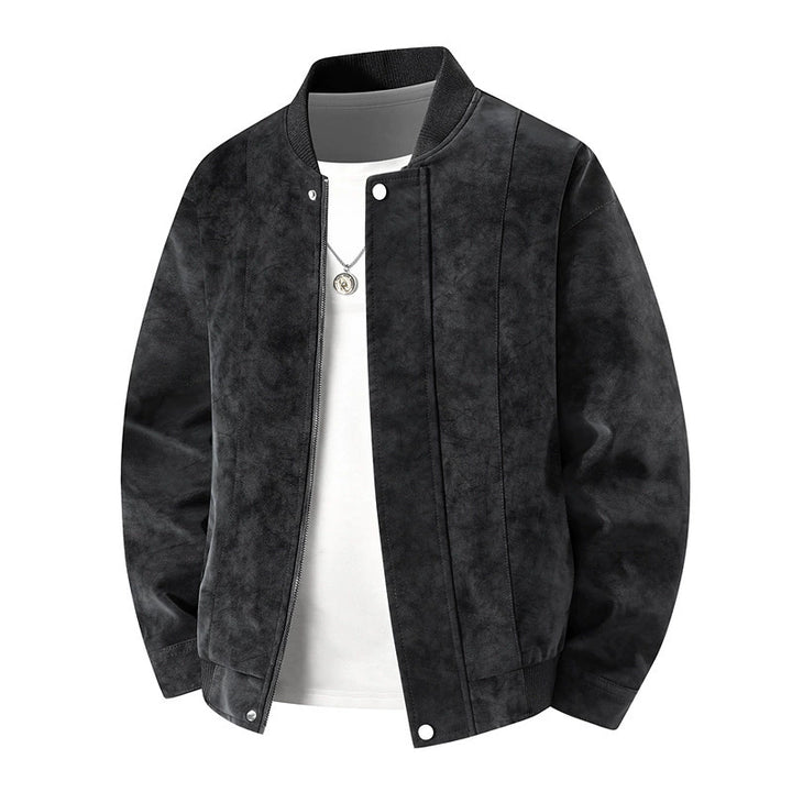 Rowan Men's Faux Leather Bomber Jacket – Lightweight Fit – Snap-Front Detail