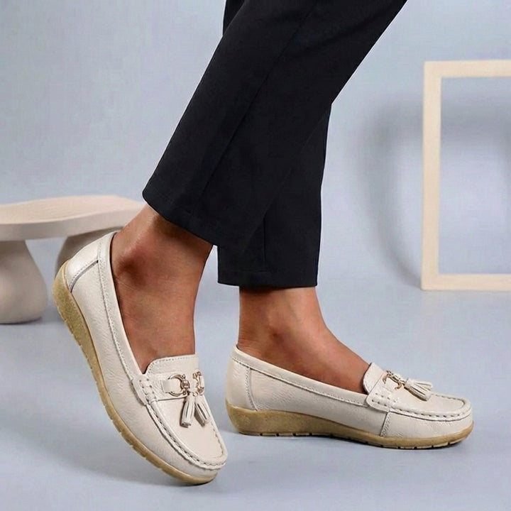 Comfort Loafers with Tassel Detail and Contrast Stitching