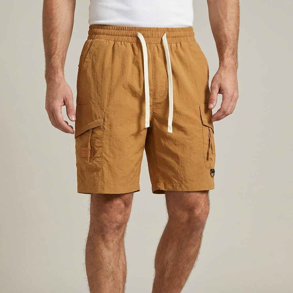 Relaxed Utility Cargo Shorts with Adjustable Drawstring Waist