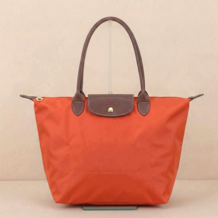 Classic Tote Bag with Leather Trim and Structured Shoulder Straps