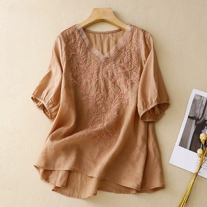 Relaxed Embroidered Tunic Blouse