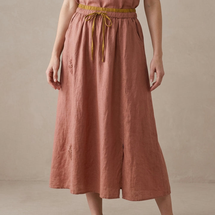 Flowing Drawstring Maxi Skirt with Soft A Line Silhouette