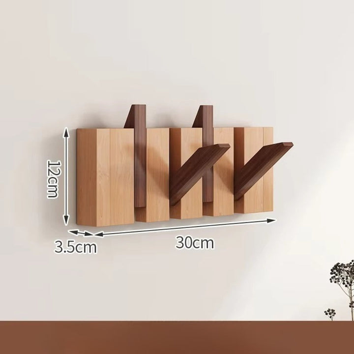 Modern Wooden Flip Hook Rack With Foldable Hooks
