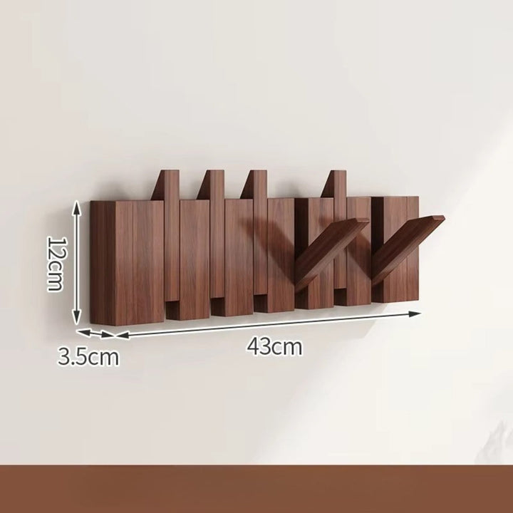 Modern Wooden Flip Hook Rack With Foldable Hooks