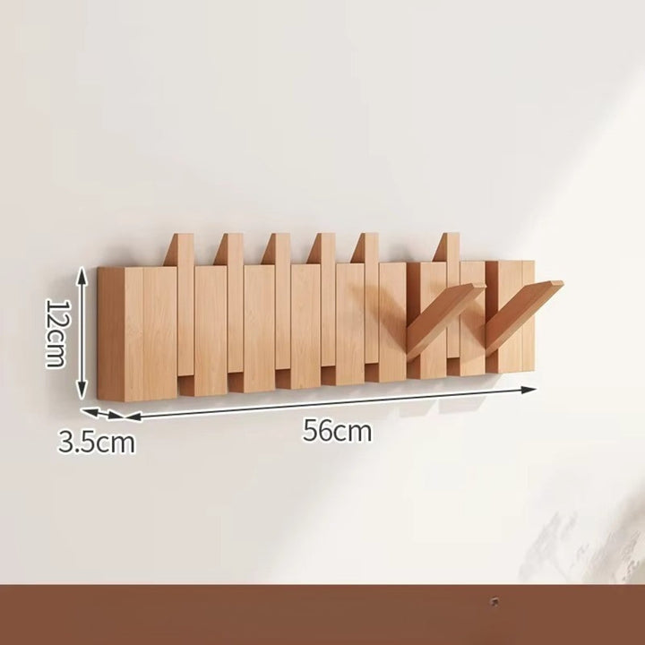 Modern Wooden Flip Hook Rack With Foldable Hooks