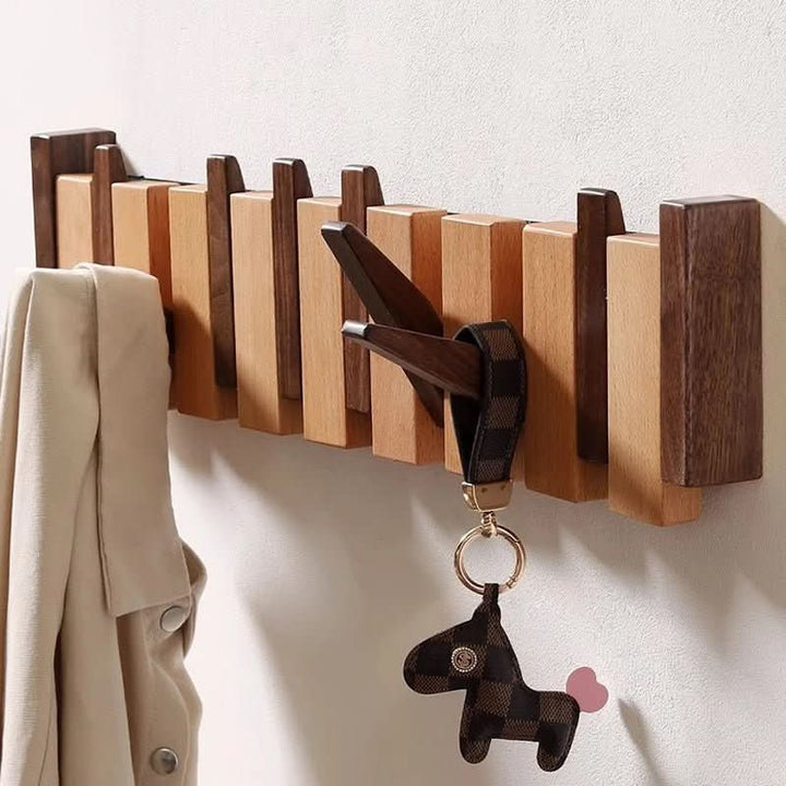 Minimalist Wooden Piano Wall Hook With Multiple Pegs