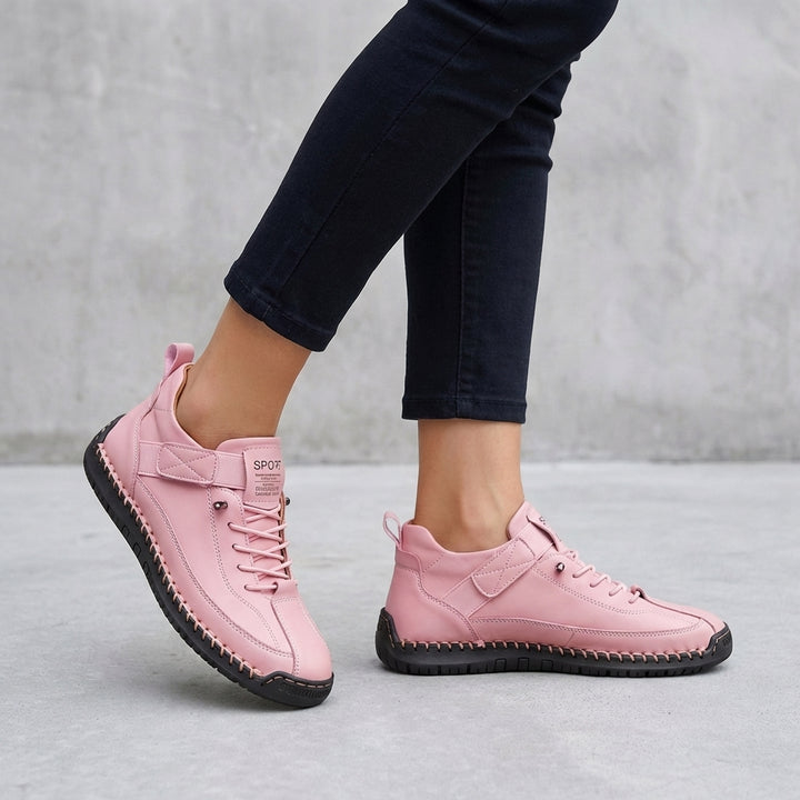 Ankle Sneakers with Whipstitch Detailing and Adjustable Strap