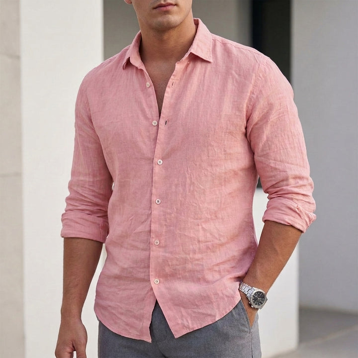 Relaxed Button Front Shirt with Open Collar Neckline