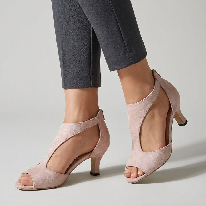 Elegant Cutout Peep Toe Heels with Sculpted Side Panels