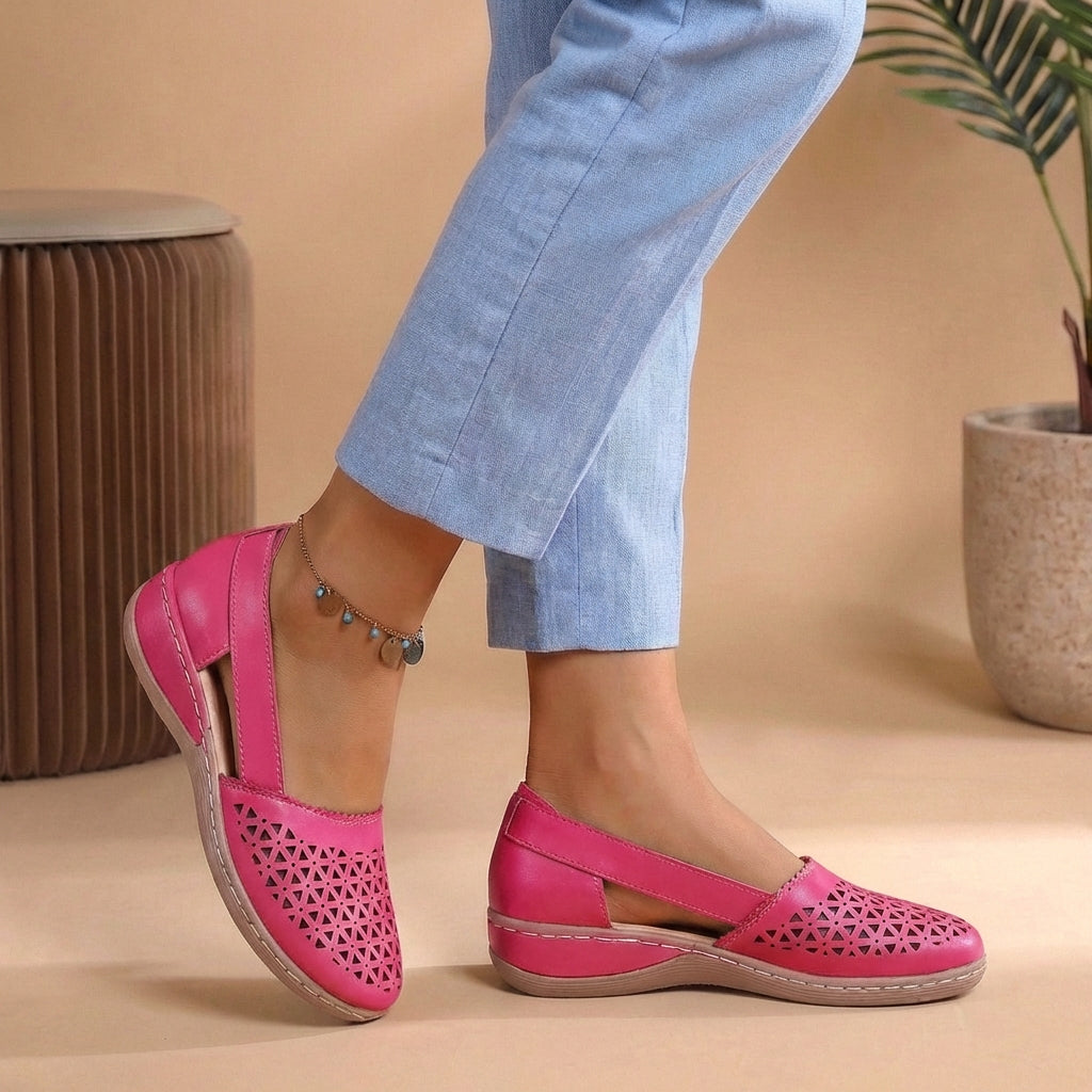 Sculpted Loafers with Perforated Detail and Wedge Heel