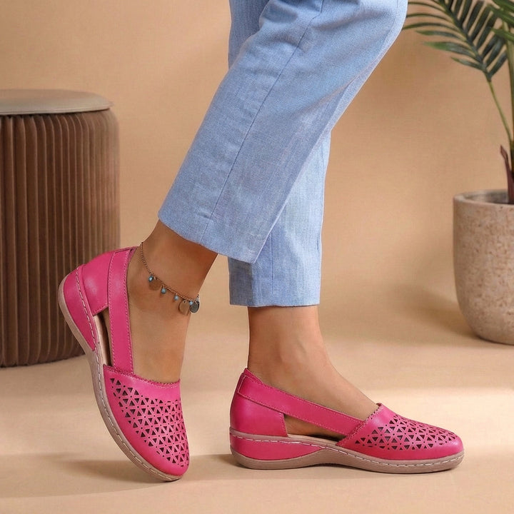 Sculpted Loafers with Perforated Detail and Wedge Heel