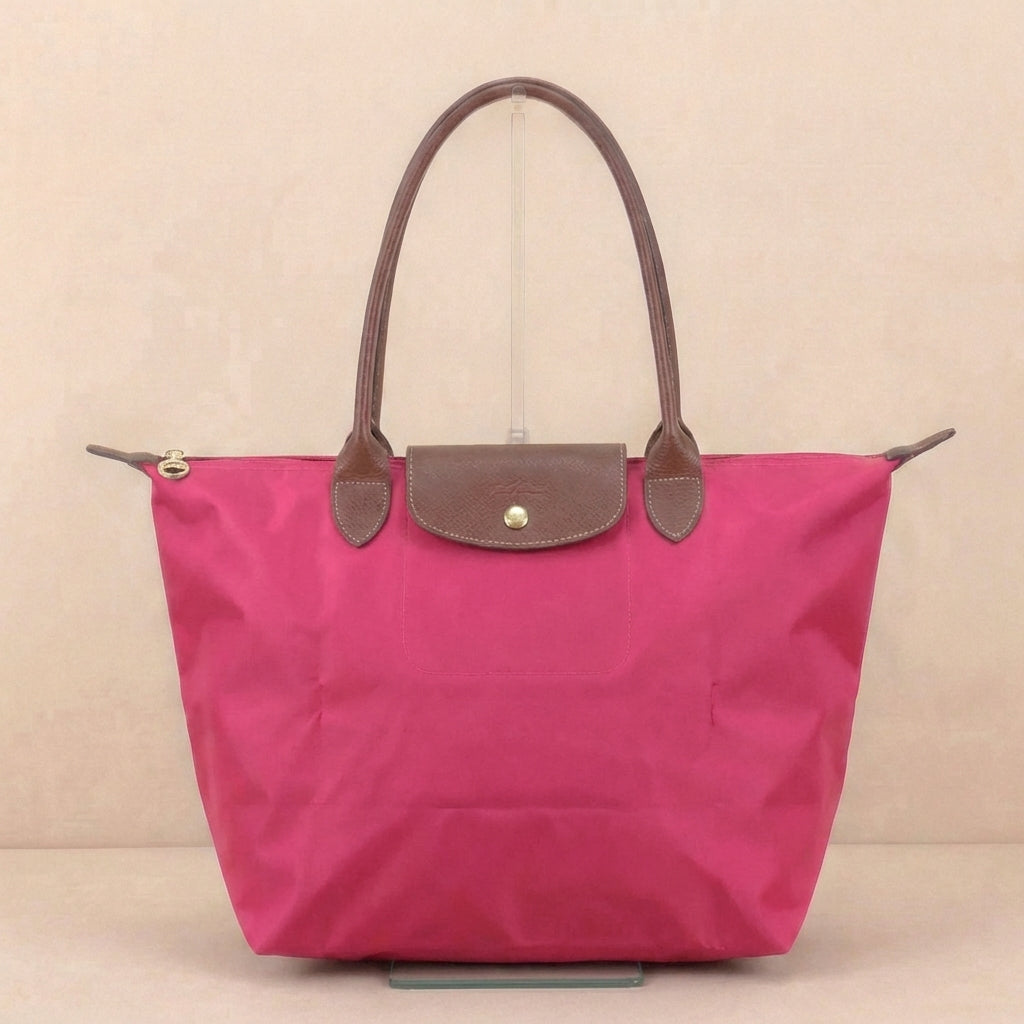 Classic Tote Bag with Leather Trim and Structured Shoulder Straps