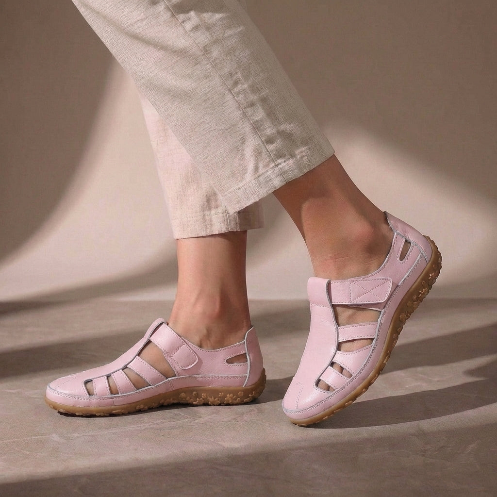 Cutout Orthopedic Flats with Hook and Loop Strap Closure