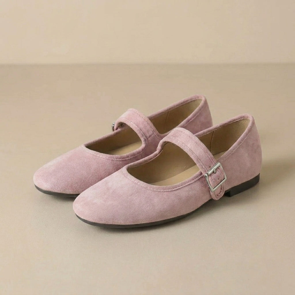 Classic Mary Jane Flats with Adjustable Buckle and Cutout Sides